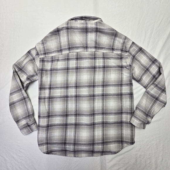 Hollister Shacket Boyfriend Fit Women's Gray Plaid Flannel Shirt XS [65] - Picture 2 of 10